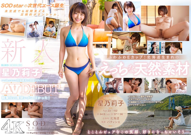 【1stars00716】新人 星乃莉子 AV DEBUT|いつもニコニコ性格最高の現役パティシエは騎乗位の腰使いがスゴかった!画像